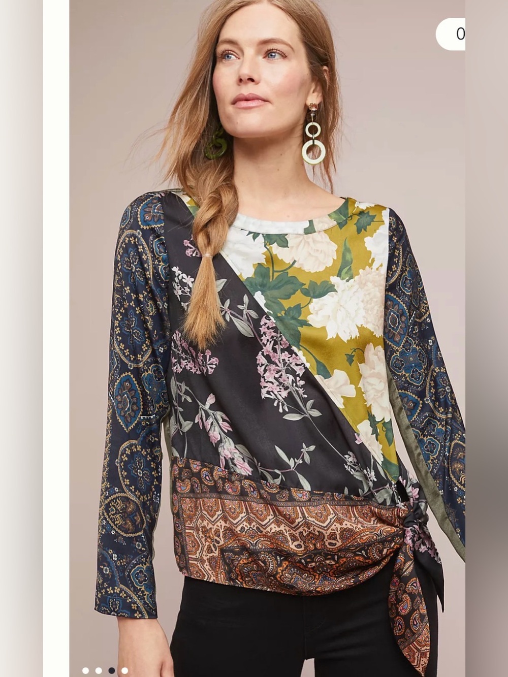 Anthropology TINY Patchwork Blooms Blouse top Sz S boho artsy